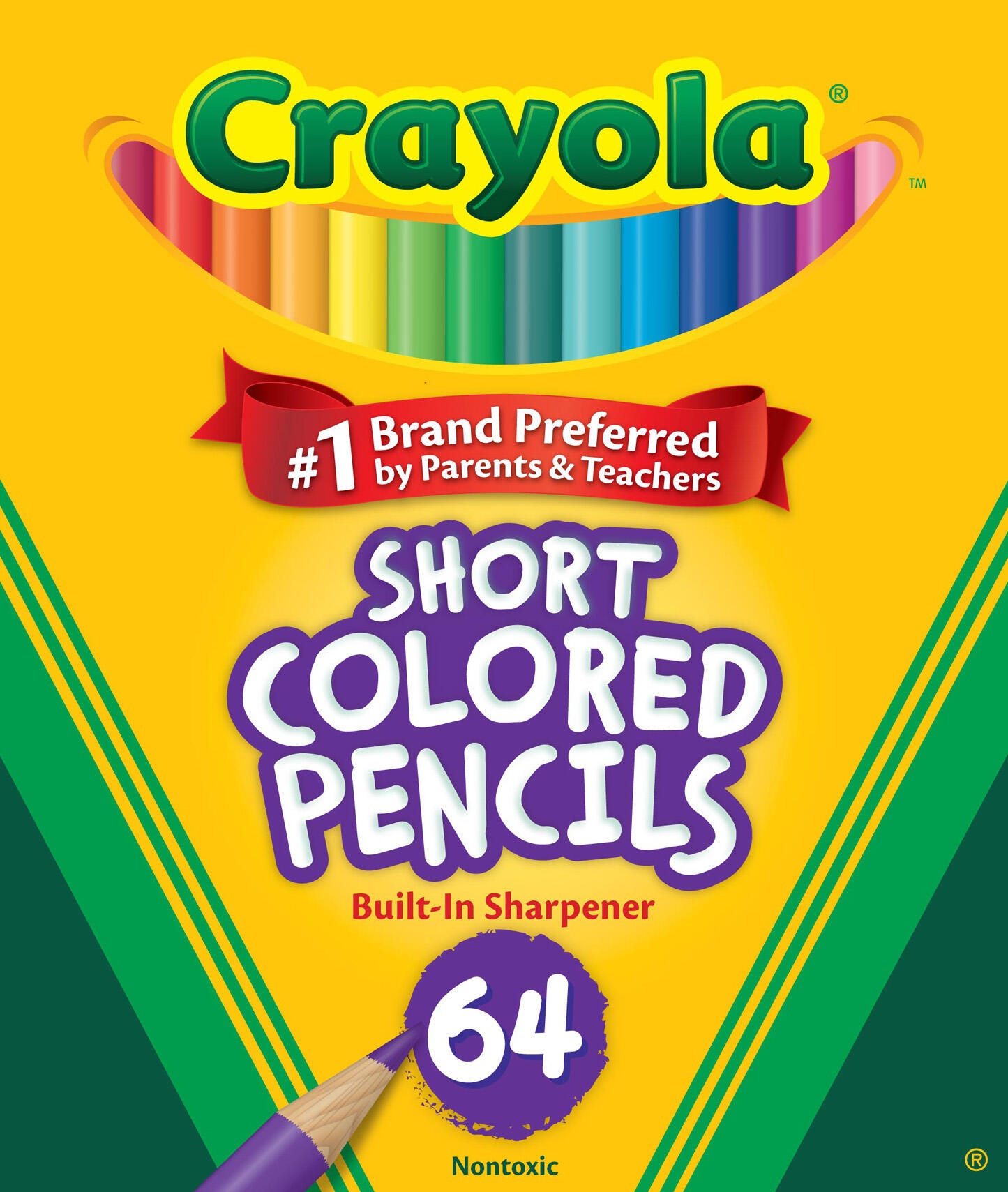 Crayola Short Colored Pencils, Assorted Colors, Pack of 64